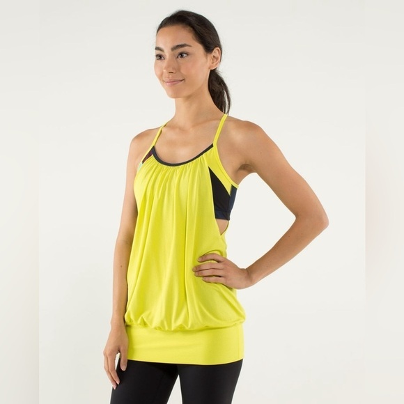Lululemon No Limits Activewear Tank Top in Neon Pow Stripe Split Pea Inkwell - Picture 1 of 13